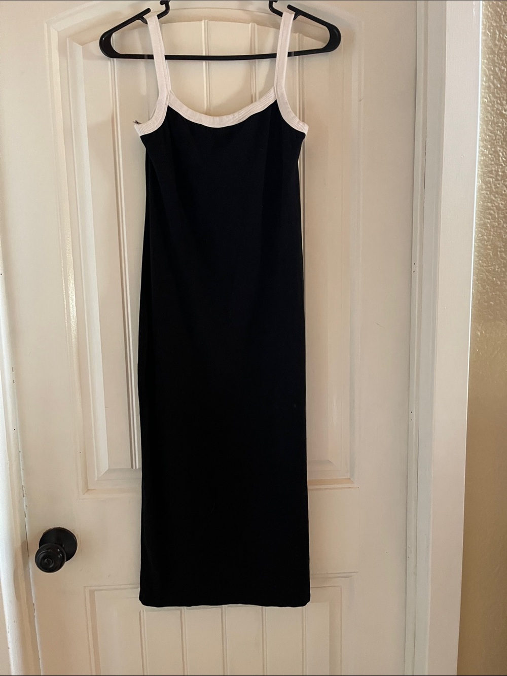 Black Slip Dress with White Trim